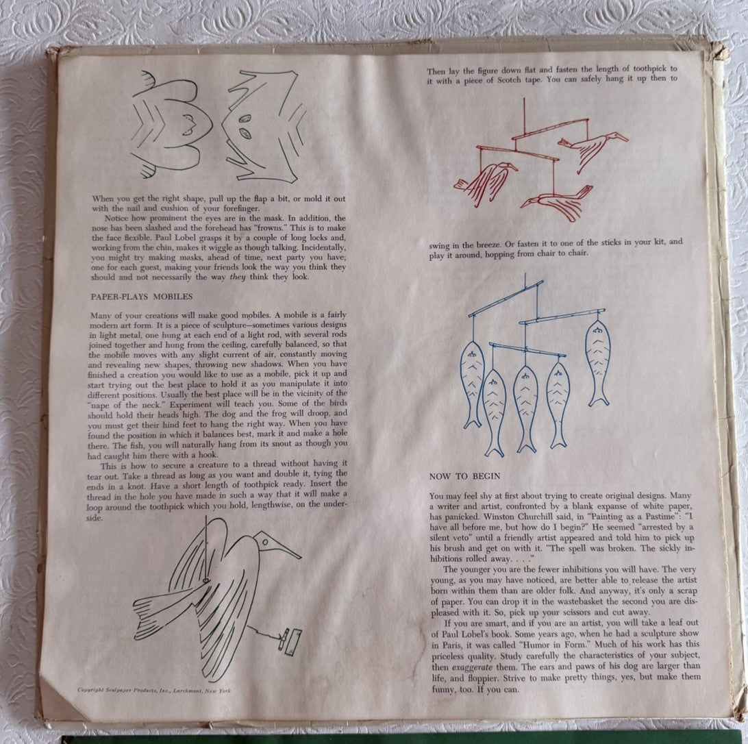 Vintage 1961 Paper Plays Style 2100 Sculptaper Craft Kit Paul Lobel Saks