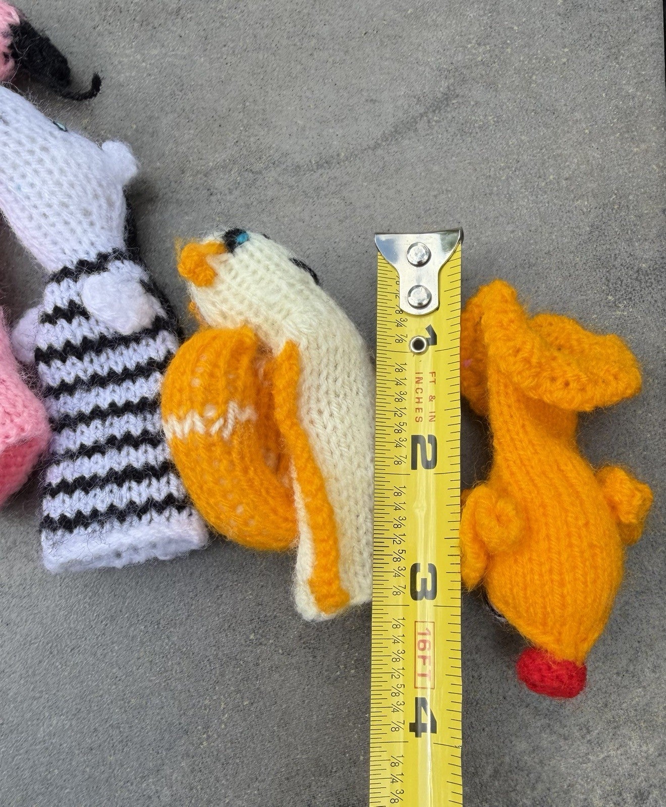 Hand Knitted Wild Animal Finger Puppets Zebra Giraffe Flamingo Snail Monkey Fish
