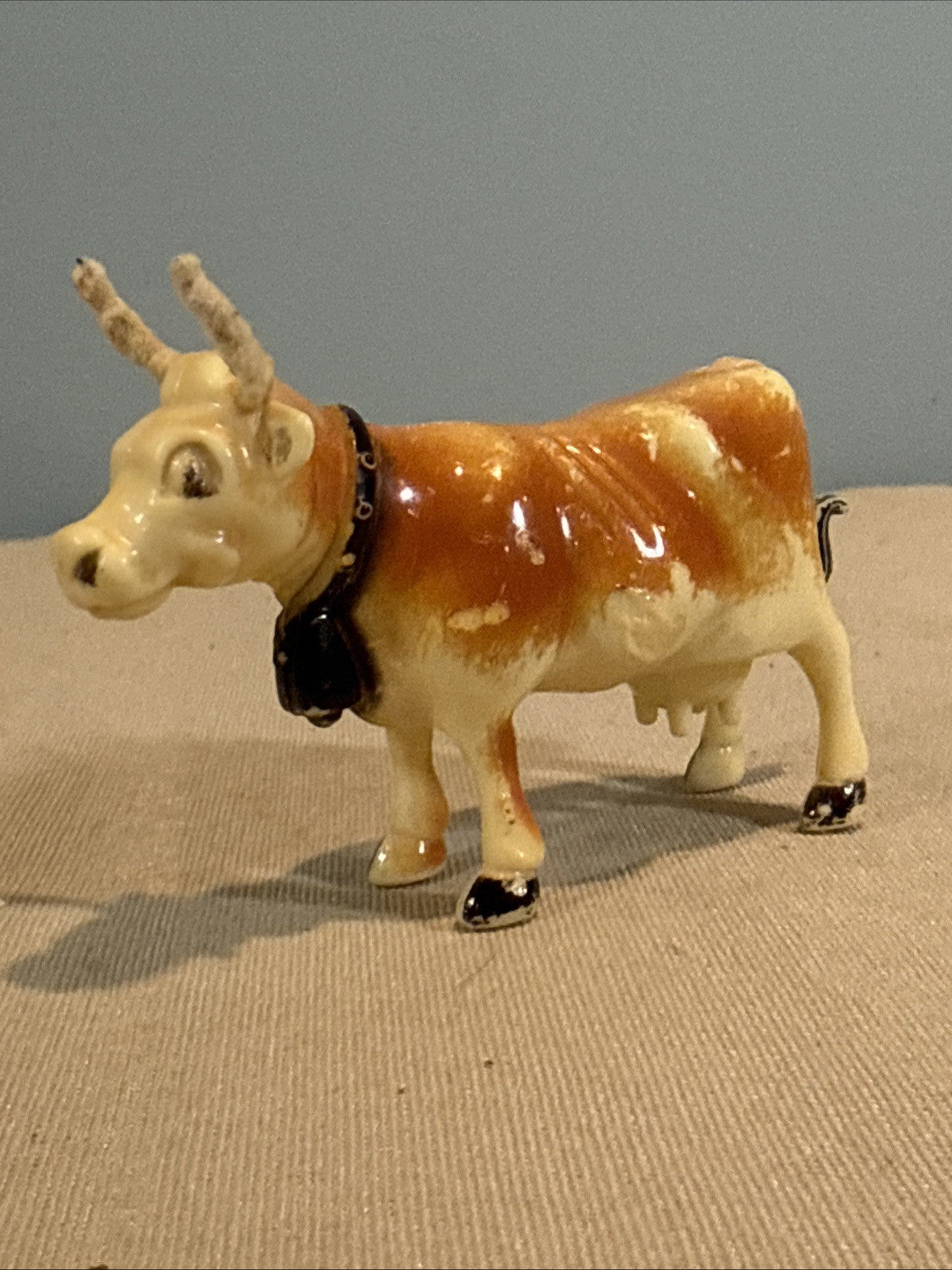 Vintage 1950s Marx Milking Cow Figure Hard Plastic Farm Animal Toy 4"