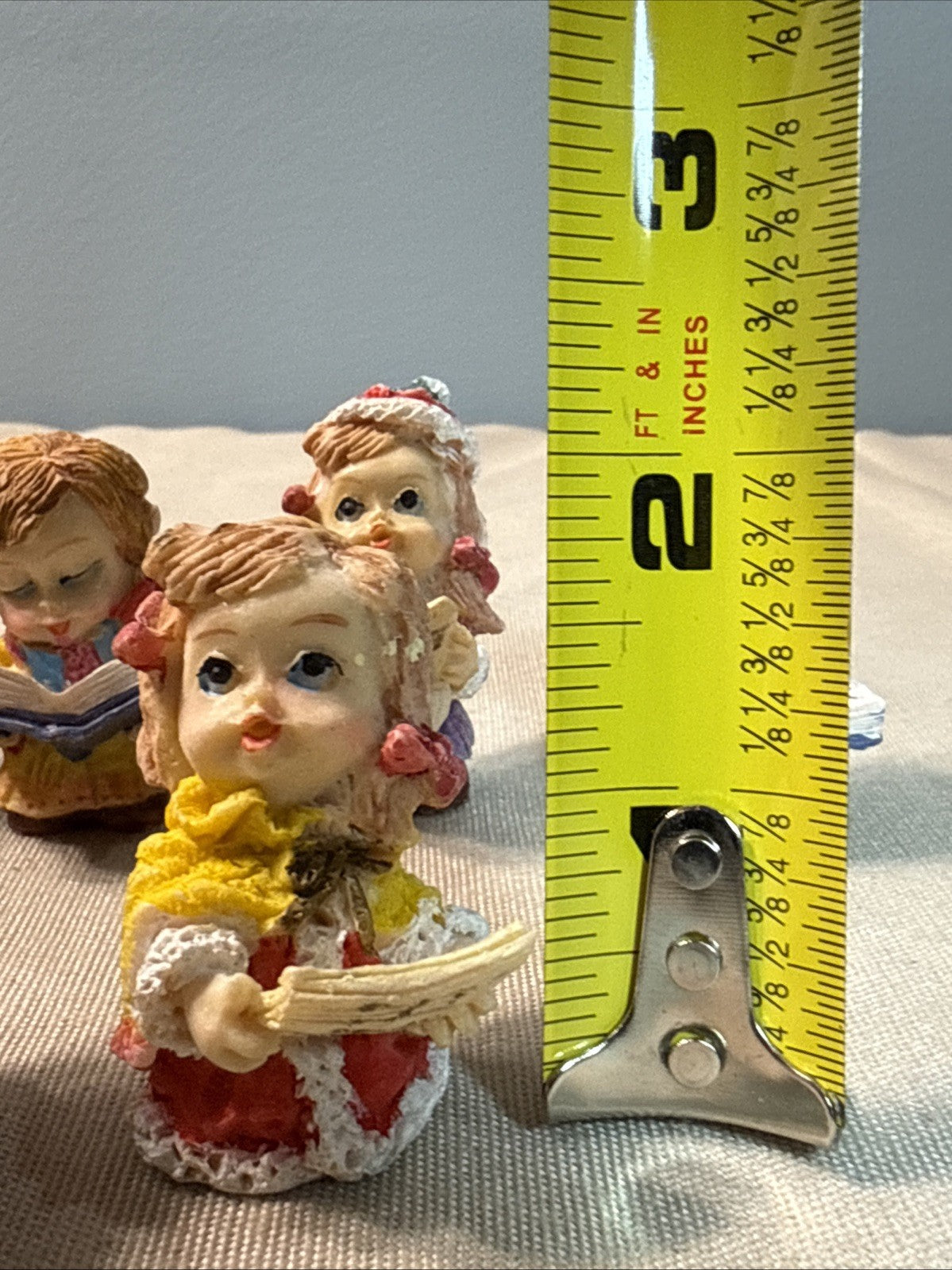 Vintage 2" Christmas Carolers Figurines Set of 9 Resin Children Singing Holiday
