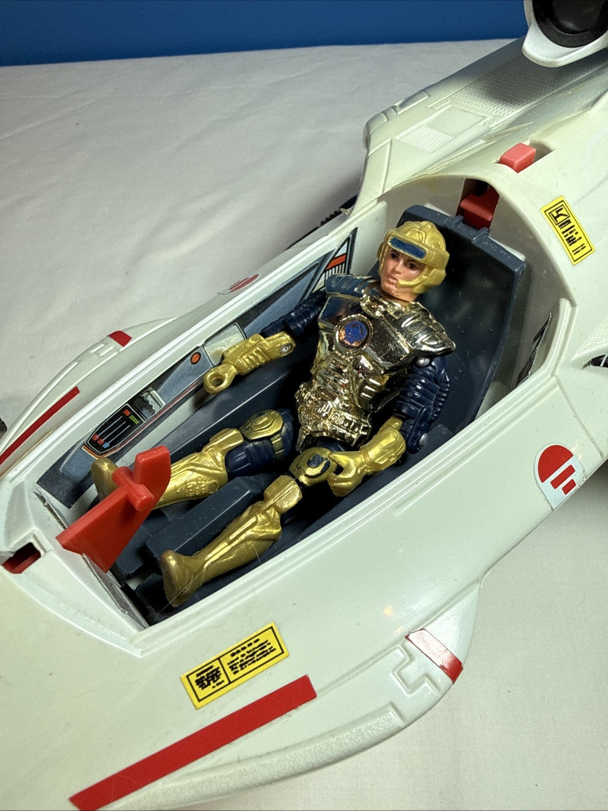 Vintage 1987 Mattel Captain Power PowerJet XT-7 Vehicle Jet + Hawk Masterson Fig