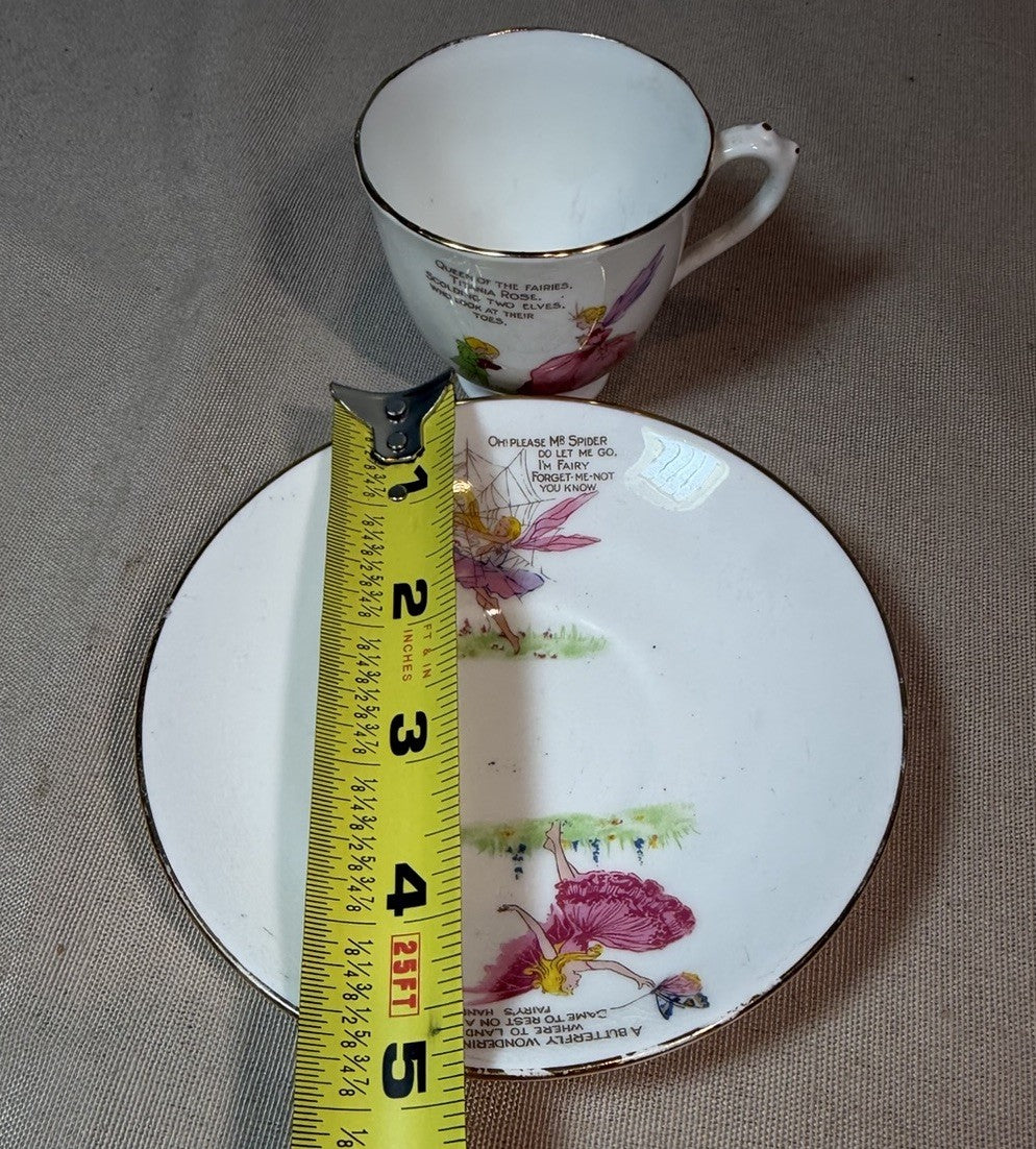 Chelsea Staffs Fairy Teacup Saucer Bone China Floral Tea Set Made in England