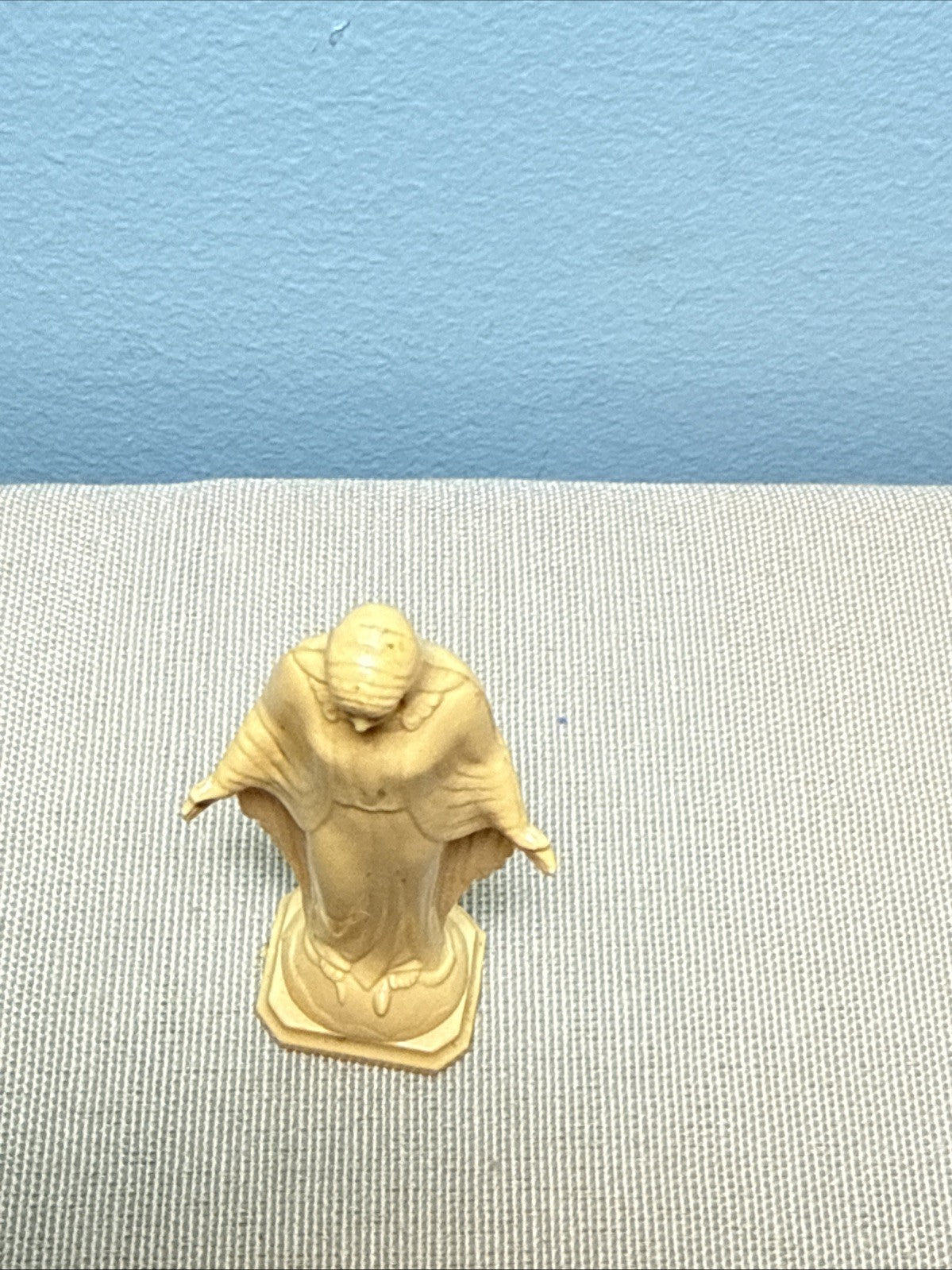 Vintage Virgin Mary Figurine Hong Kong Religious Catholic Statue Gold Plastic 3"