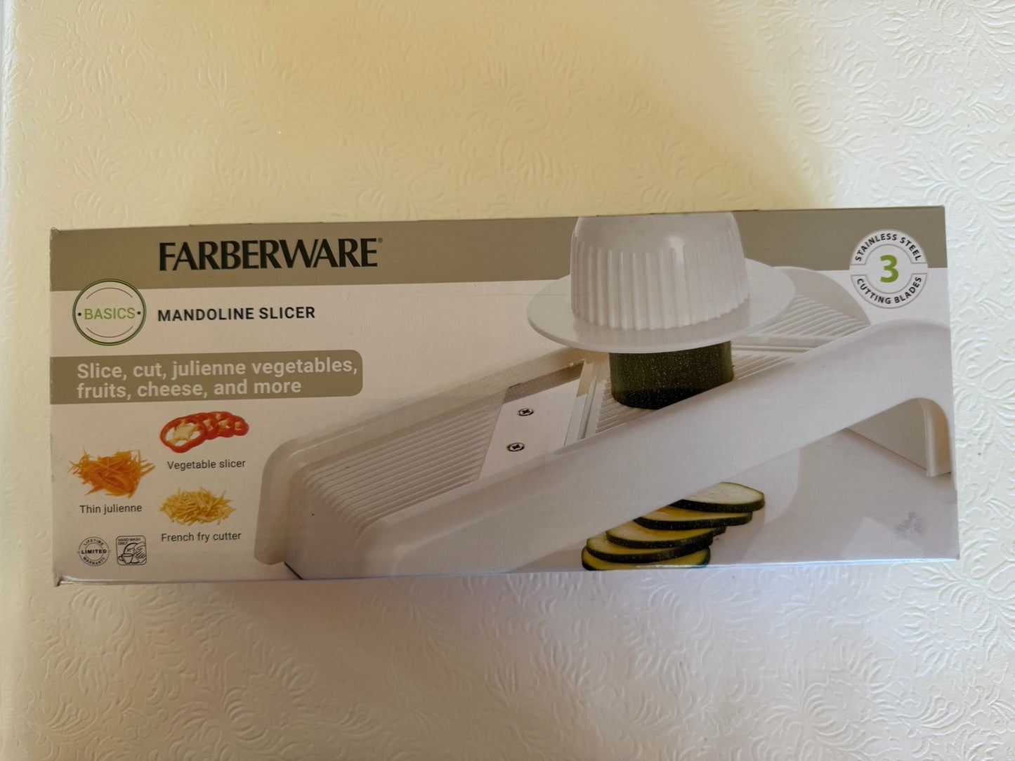Farberware Classic Mandoline Slicer 3 Stainless Steel Blades New Open Box