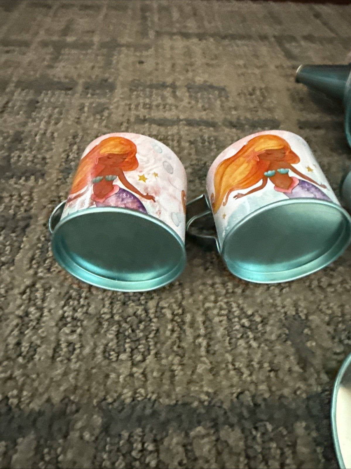 Members Mark Mermaid Tin Tea Set Kids Playset 10 Pieces INCOMPLETE