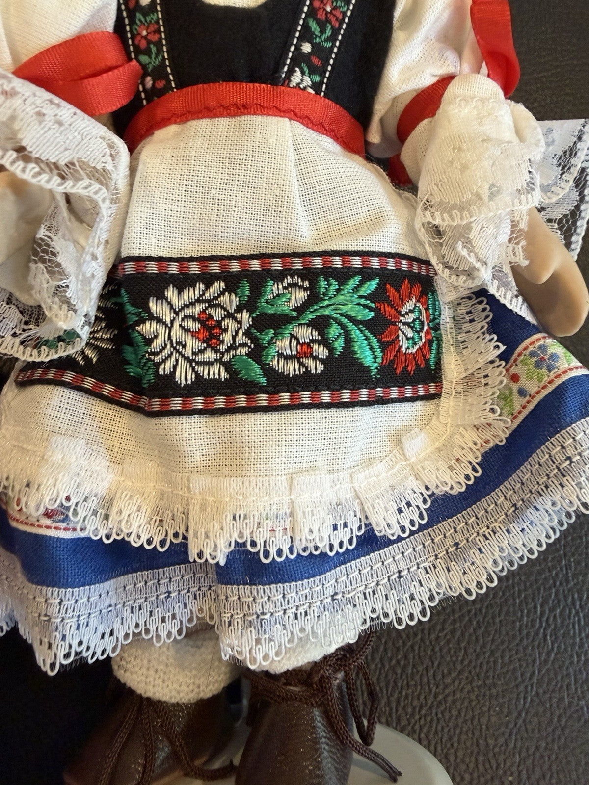 Vintage Porcelain Folk Costume Dolls Lot 2 Braided Hair Stands 8" Traditional