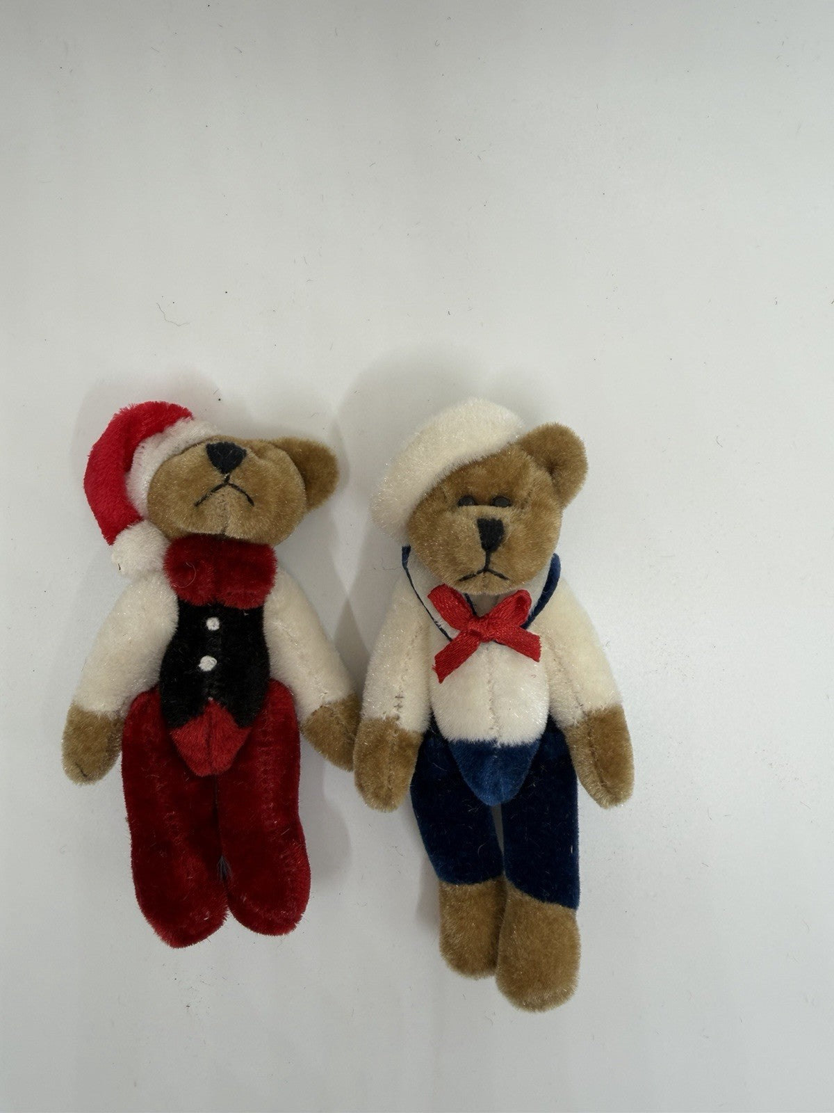 Vintage Mini Jointed Teddy Bears Santa Sailor Plush Toys 3.5 Inch Lot of 2