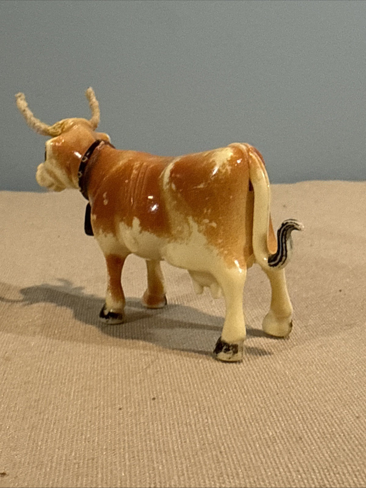 Vintage 1950s Marx Milking Cow Figure Hard Plastic Farm Animal Toy 4"