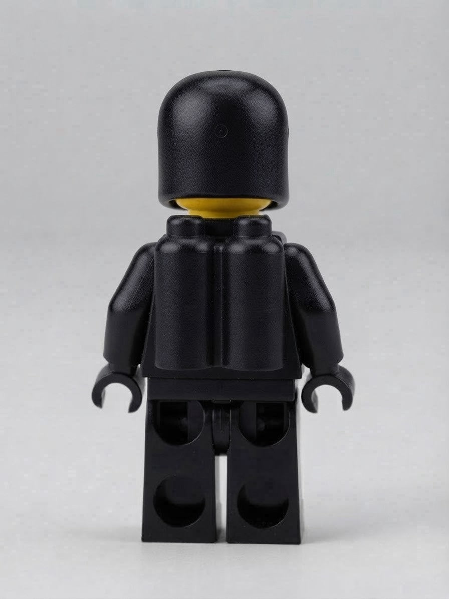 LEGO Vintage Black Torso Astronaut Classic Space Minifigure Gold Planet Logo 80s