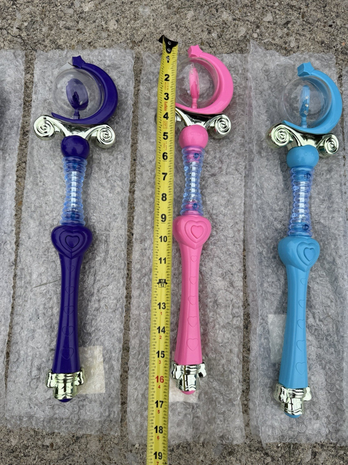 Lot of 5 Vintage Light Up Moon Scepter Wands Princess Costume Party Favor NOS
