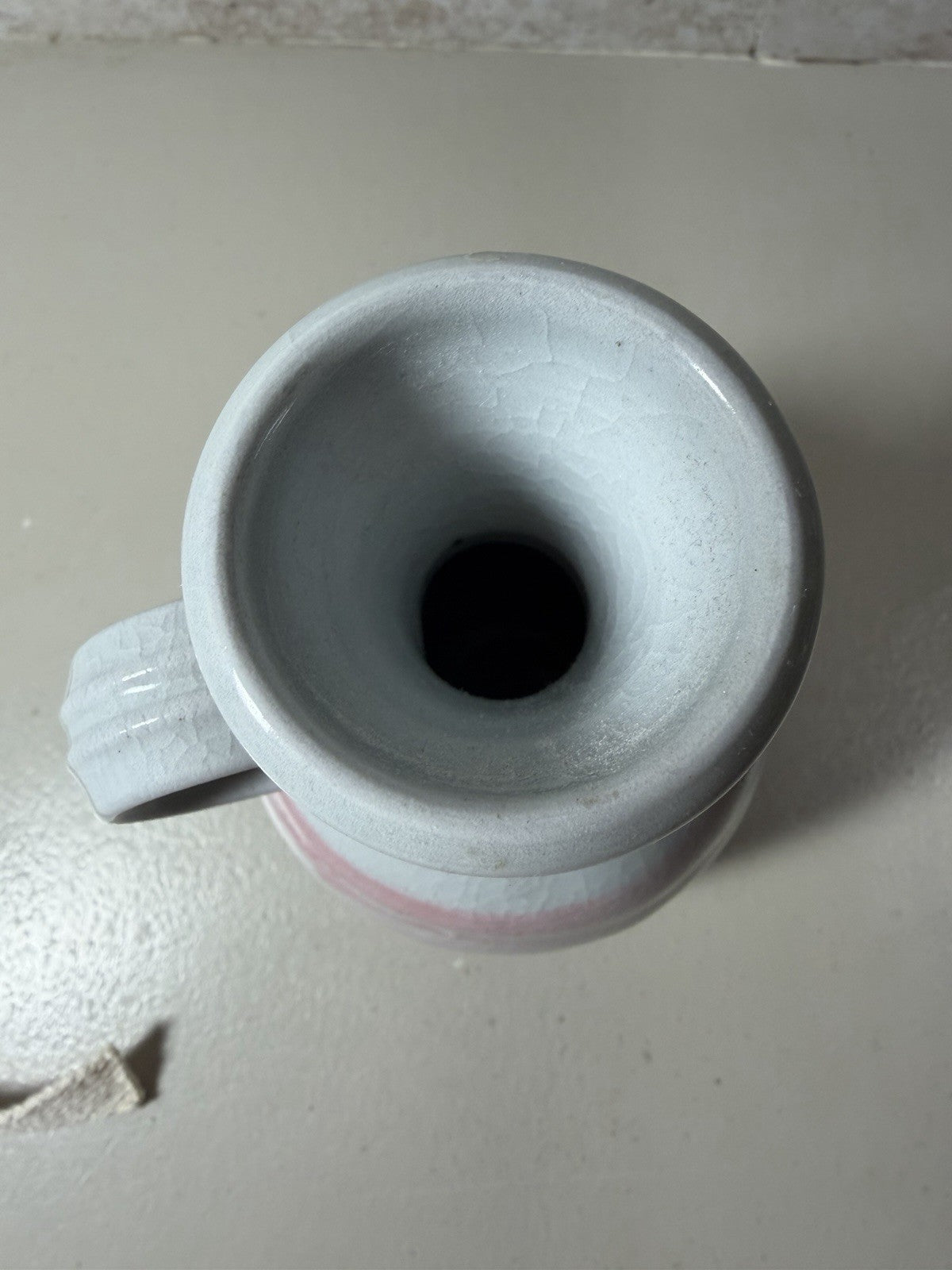 Vintage Woodstock NY Signed Ceramic Oil Lamp Jug Pink Swirl Studio Pottery