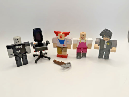 Roblox Jazwares Action Figures Lot 4 Office Chair Rocket Mini Toys Set