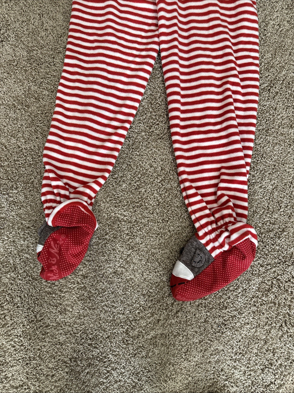 Nick and Nora Sock Monkey Pajamas Red White Striped One Piece Womens Size Small