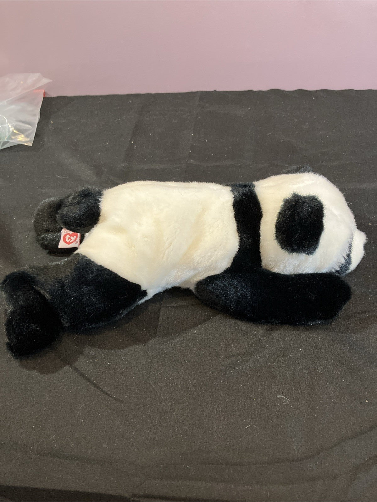 Vintage Ty Beanie Baby Peking Panda 1998 Plush Lying Down Stuffed Animal