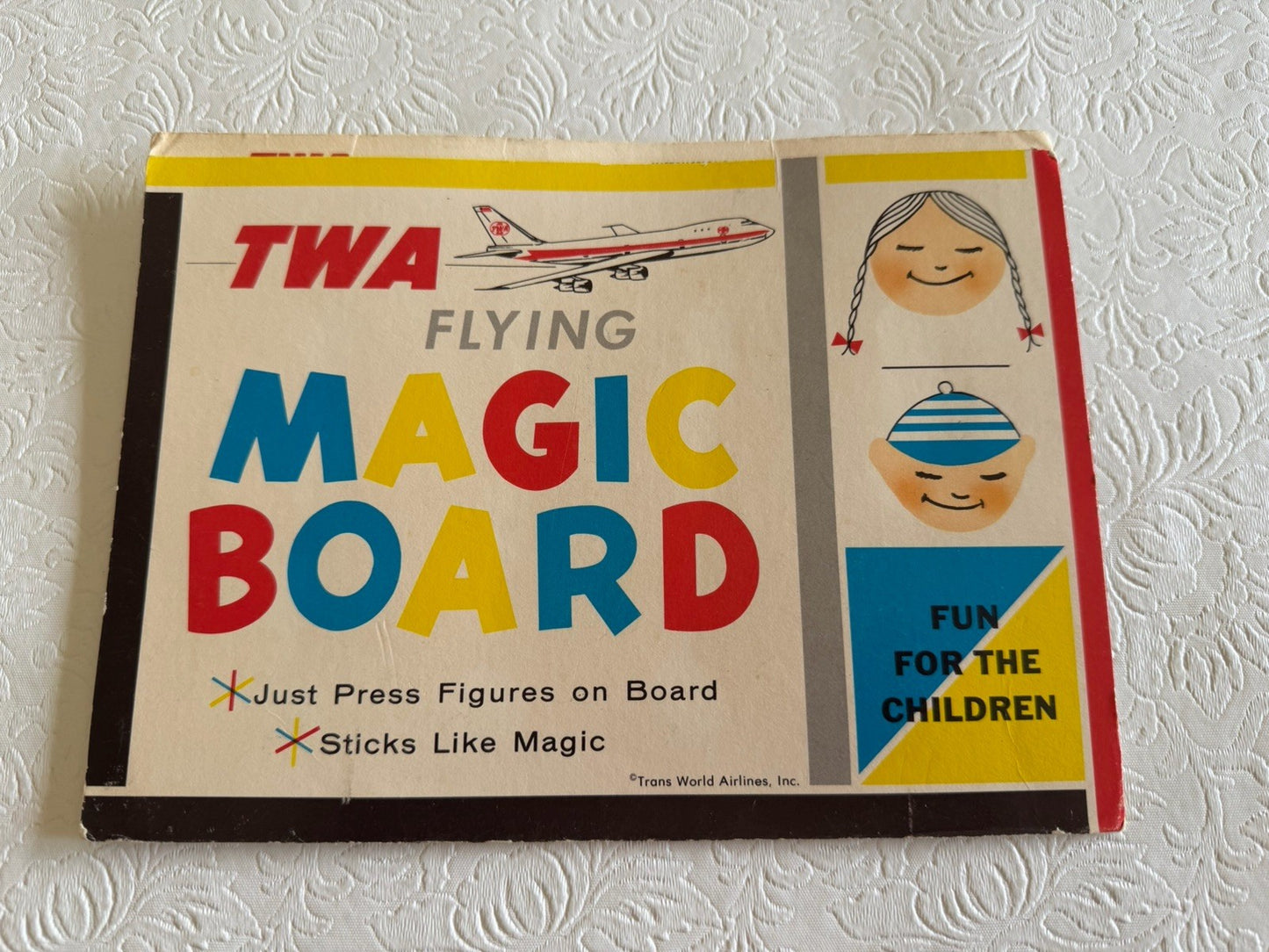 Vintage 1976 TWA Flying Magic Board Peel Stick Vinyl Game Lot of 2