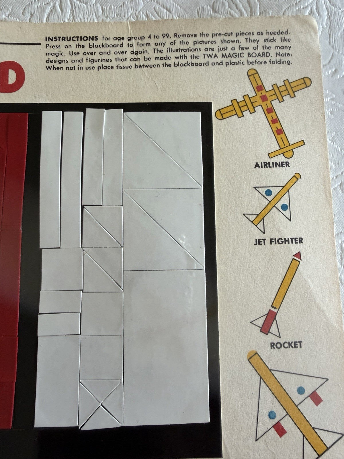 Vintage 1976 TWA Flying Magic Board Peel Stick Vinyl Game Lot of 2