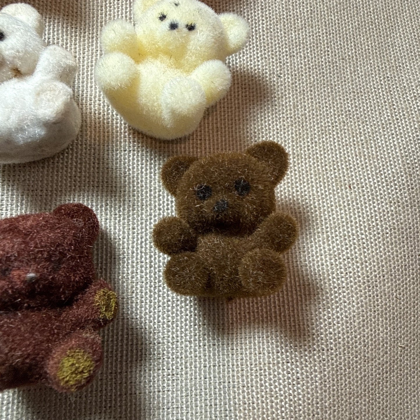Lot of 42 Flocked Fuzzy Miniature Teddy Bears 1” Vintage Crafting Minis Dioramas