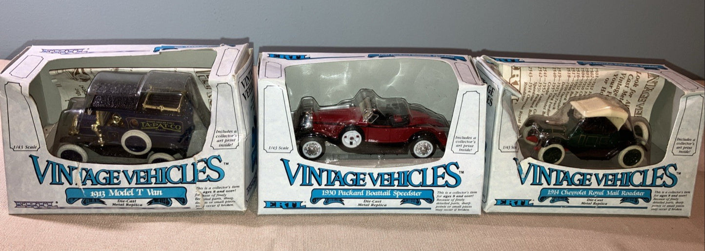 Ertl Vintage Car Lot Model T Packard Chevy Roadster Diecast 1:36