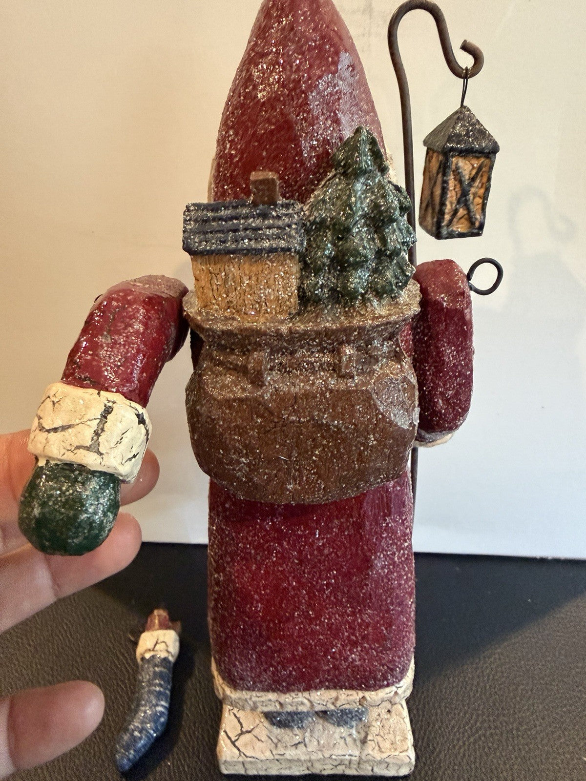 RSN Santa Lantern Figurine 39034 Primitive Folk Art Christmas Decor Holiday