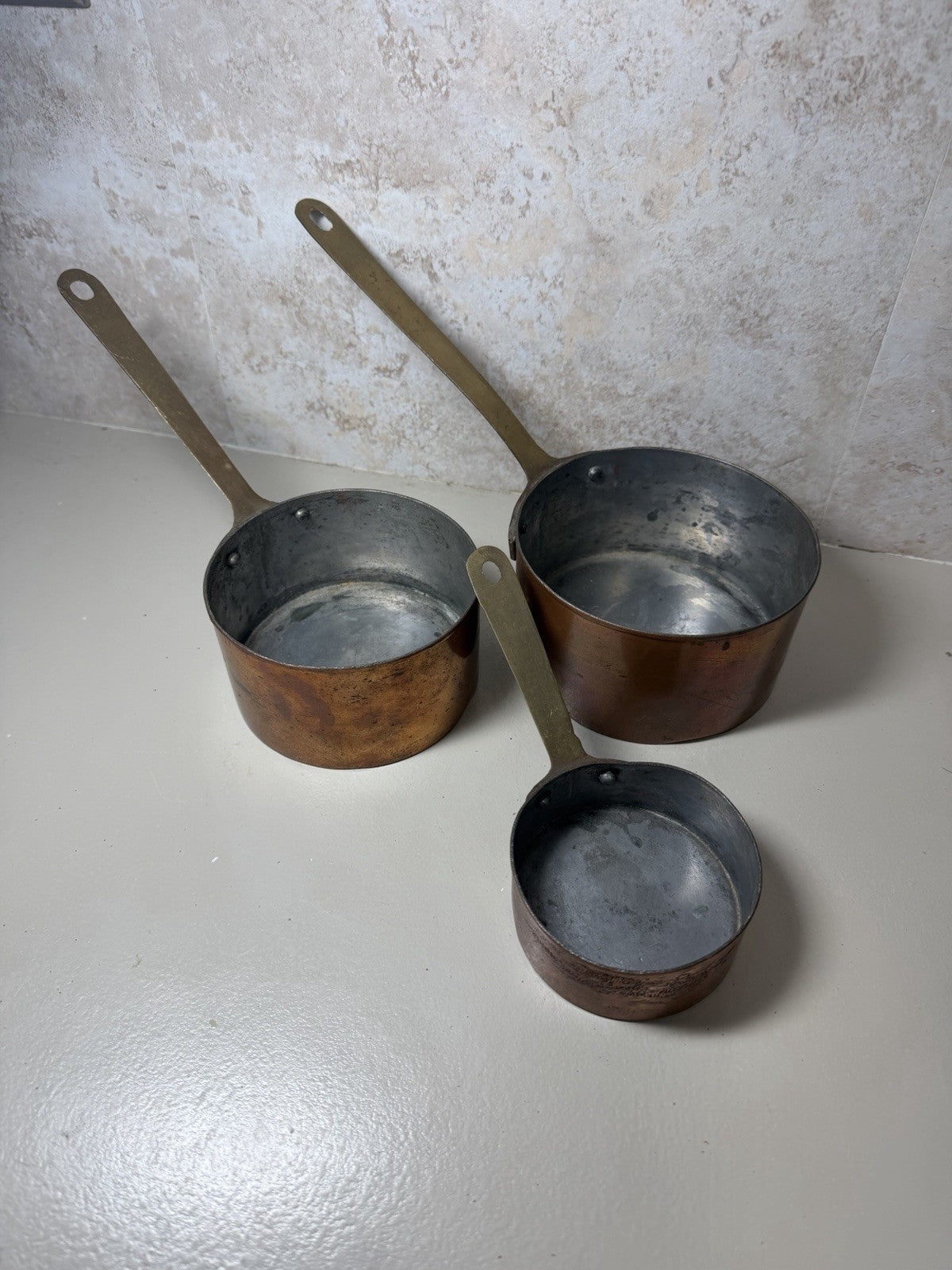 Vintage Copper Cookware Pot Pan Mixing Bowl Measuring Cup Ladle Skimmer Kitchen