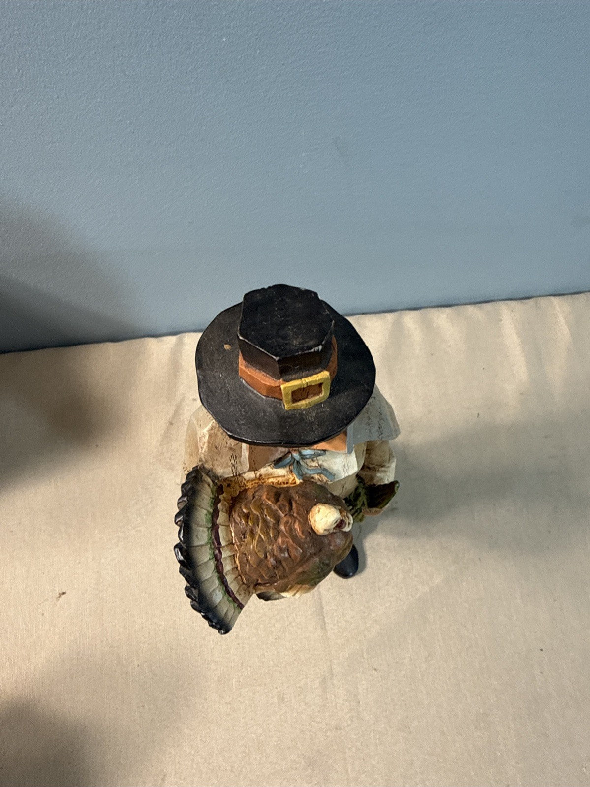 The Cracker Box Seasons Pilgrim Figurine Hand Painted Wood 13" Thanksgiving