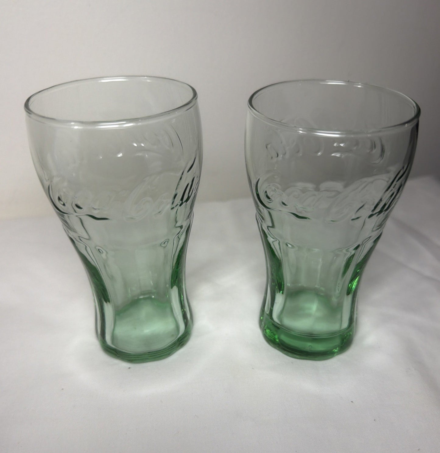 Libbey Green Coca Cola Coke Shot Glasses Set of 2 Vintage Glass