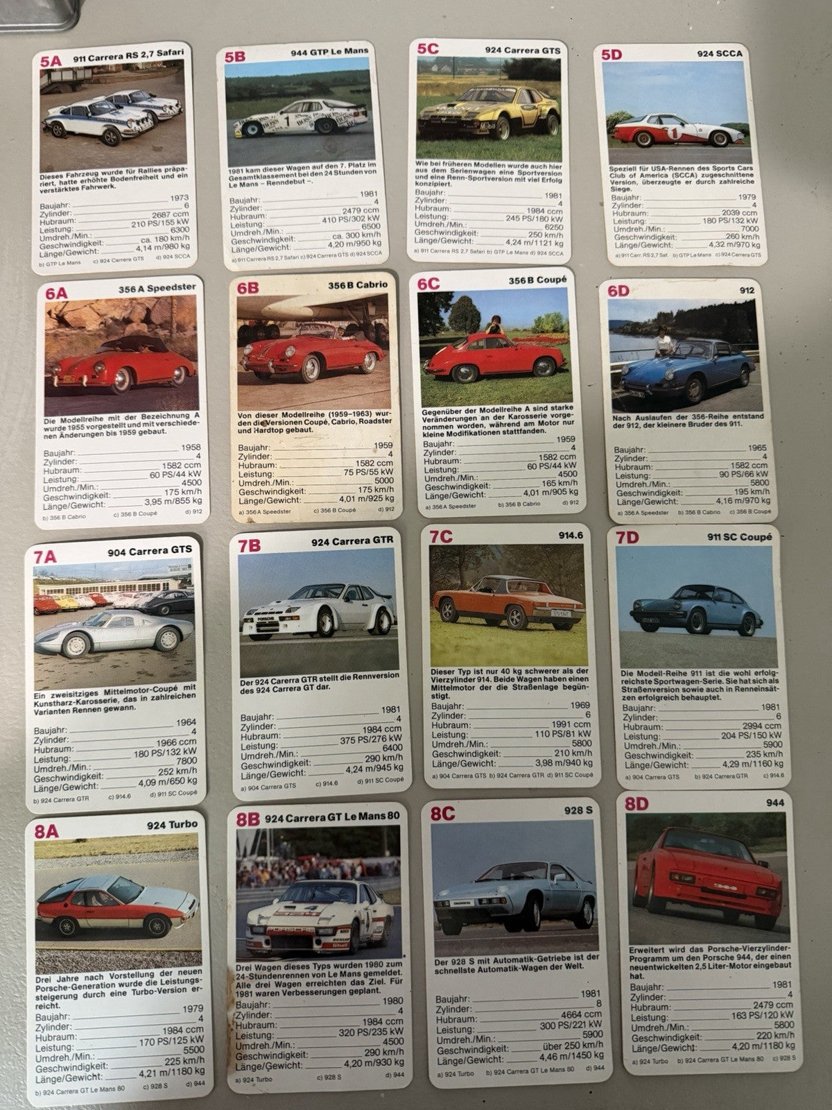 Vintage FX Schmid Porsche Quartett Card Game # 52820 Complete Auto Cards Germany