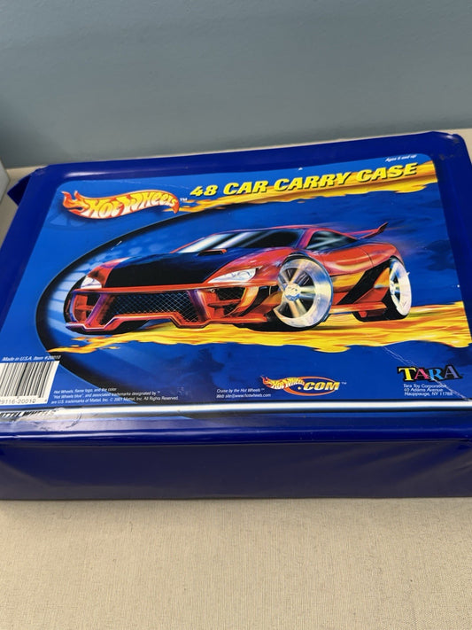 Hot Wheels 24 Diecast Cars Blue 48 Car Carry Case Mattel Tara Toy Racing Storage