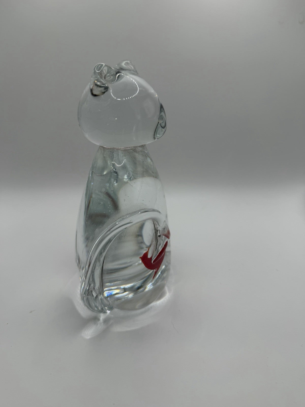 Vintage Murano Style Glass Cat Sculpture Goldfish Inside Belly