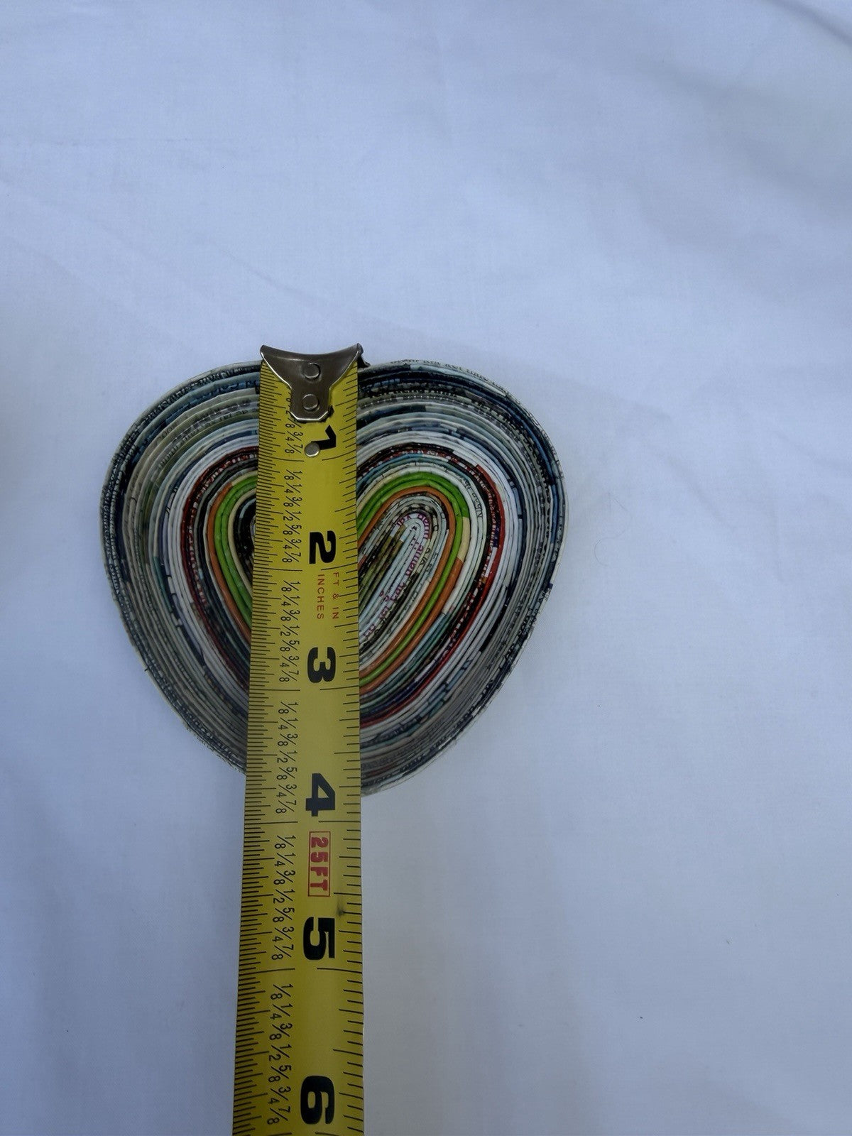 Handmade Recycled Telephone Wire Basket Coiled Newspaper Heart Dish Set Eco Art