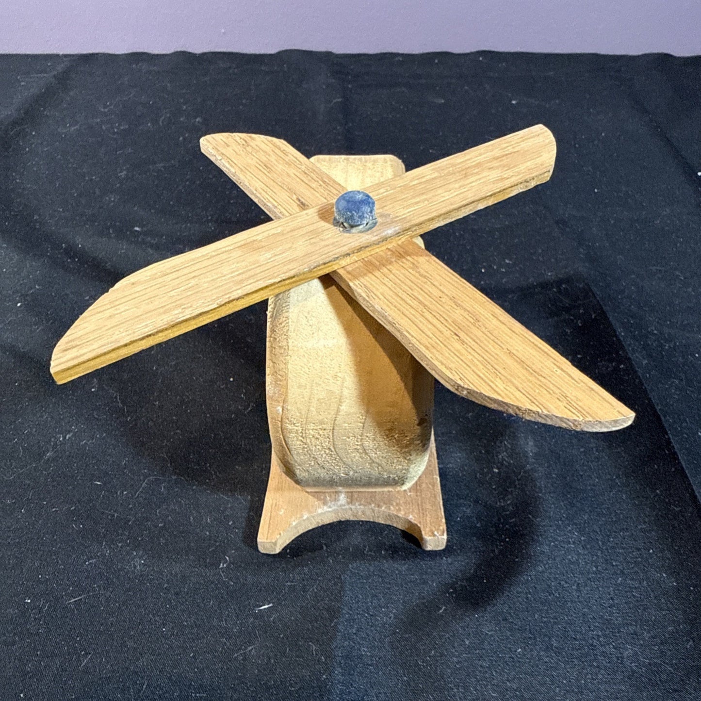 Vintage Handmade Wooden Toy Helicopter Wood