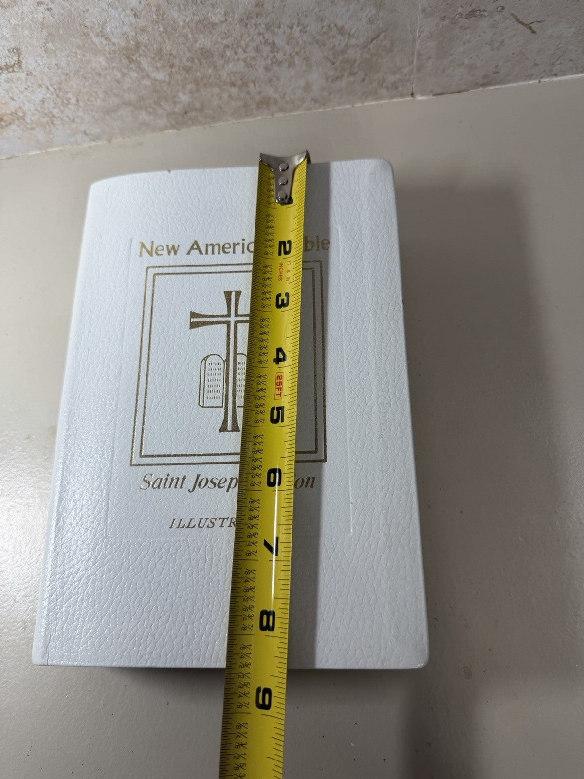 Vintage 1970 St Joseph Medium Size New American Bible White Gold Trim Catholic