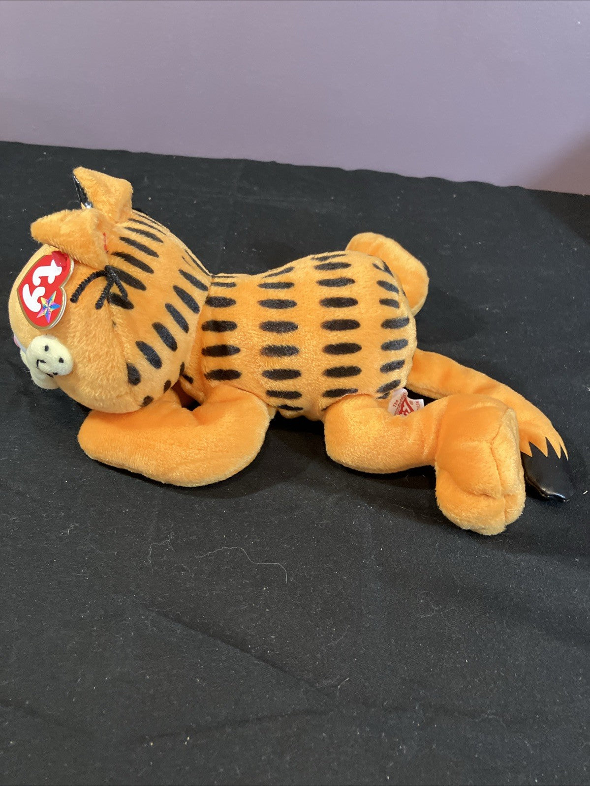 Ty Beanie Buddies Garfield Plush 12 Inch Lying Down Tabby Cat