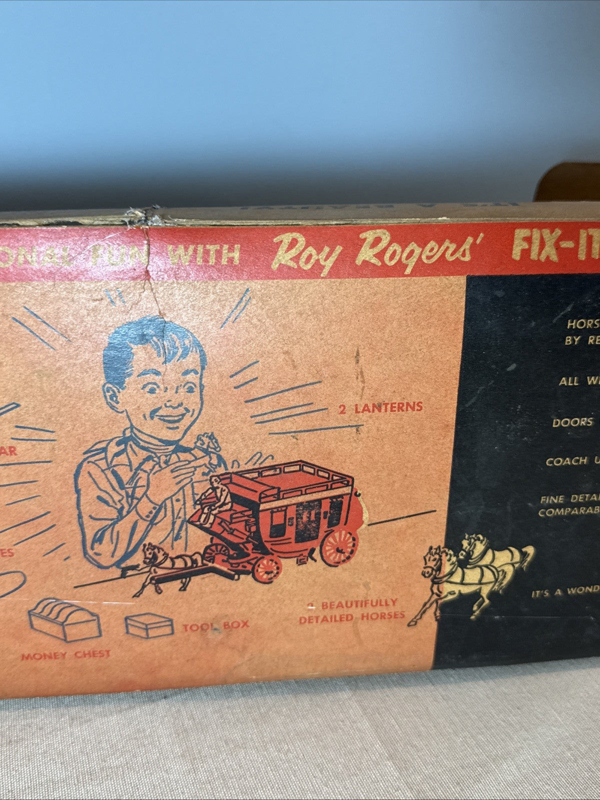 Vintage 1955 Roy Rogers Fix It Stagecoach Ideal Toy Original Box Incomplete set