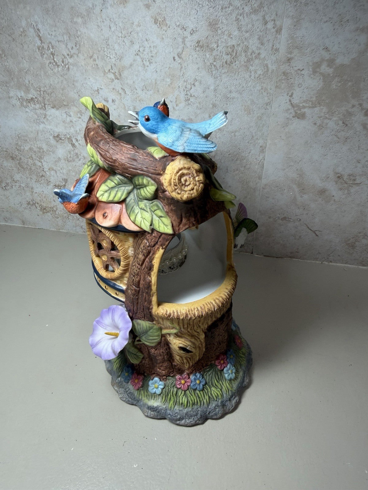 Vintage PartyLite Tree Top Inn P7320 Tealight Holder Birds Flowers New NIB Box