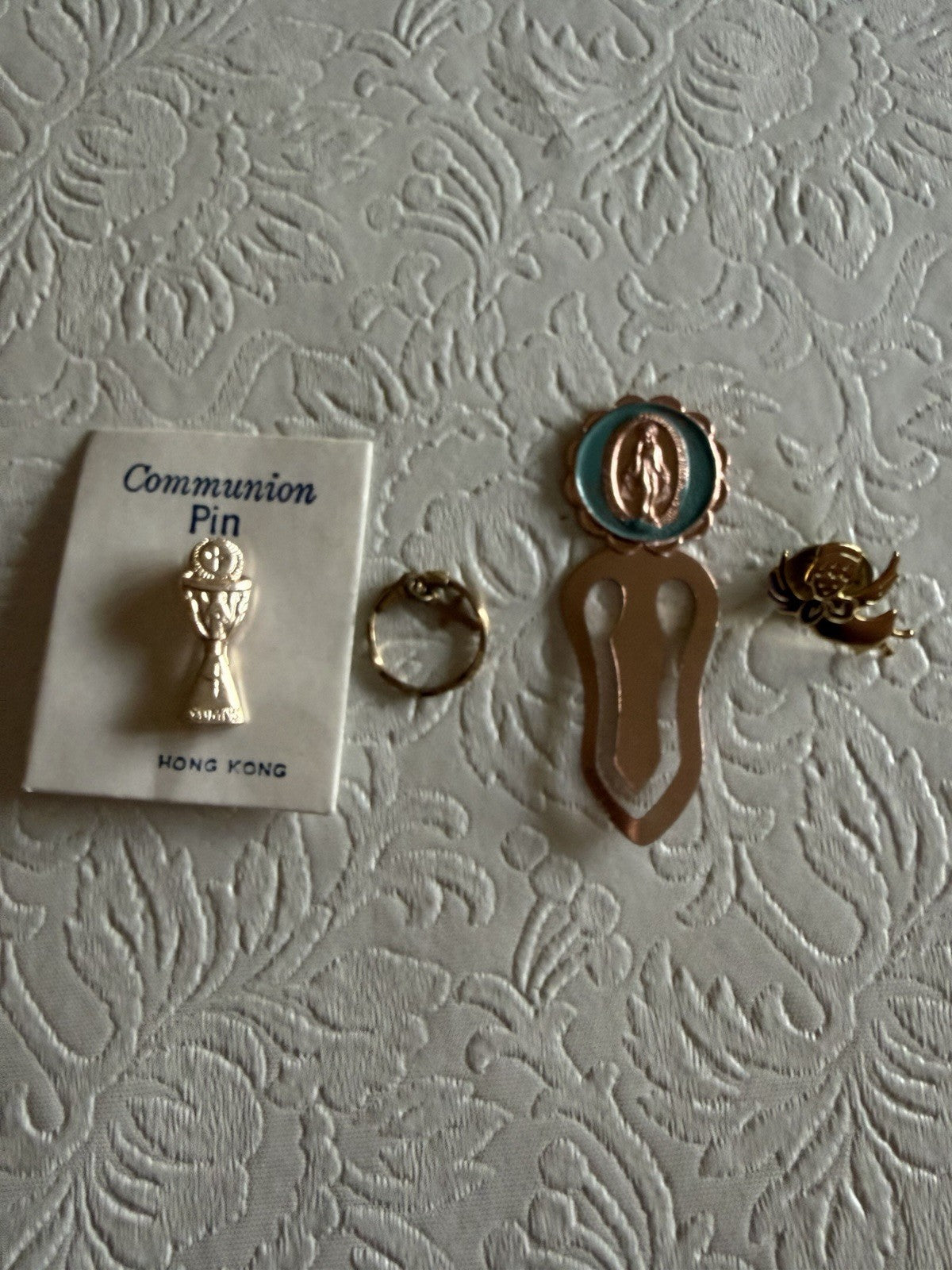 Vintage Catholic Religious Lot Medals Cards Guardian Angel Guardian Pin Bookmark