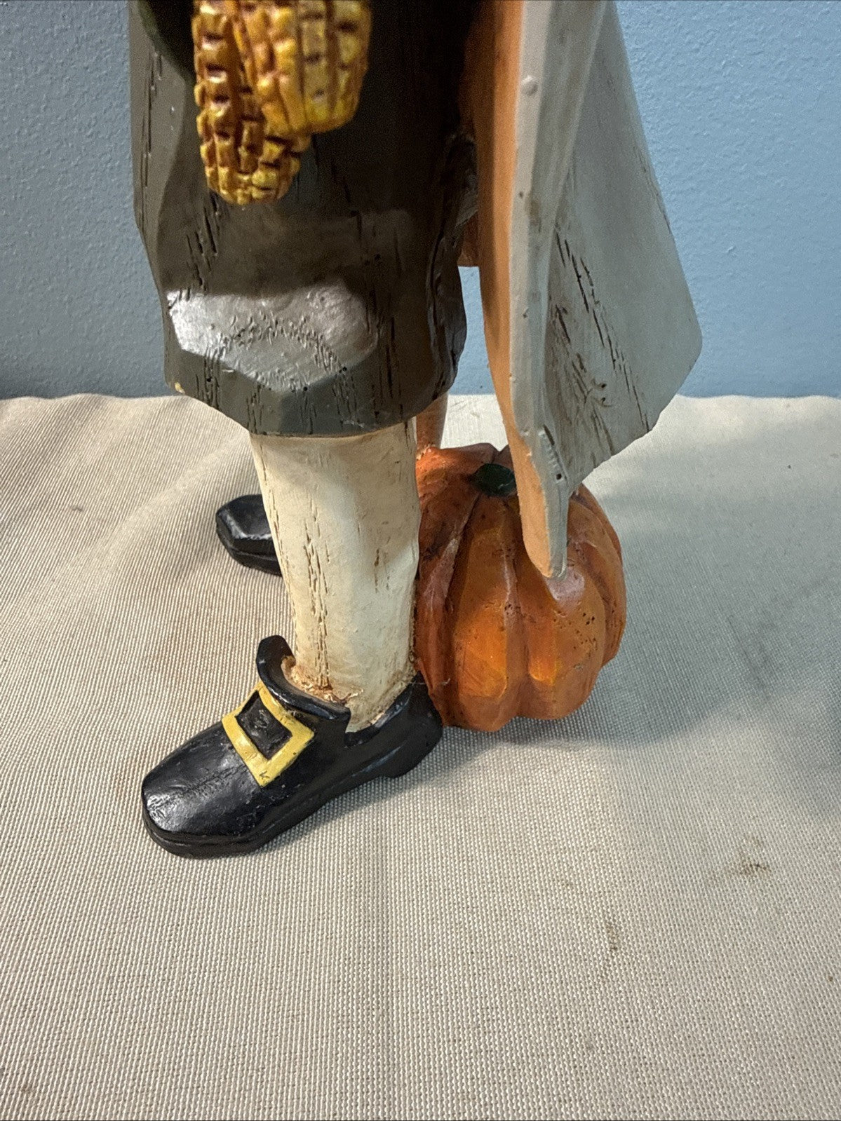 The Cracker Box Seasons Pilgrim Figurine Hand Painted Wood 13" Thanksgiving