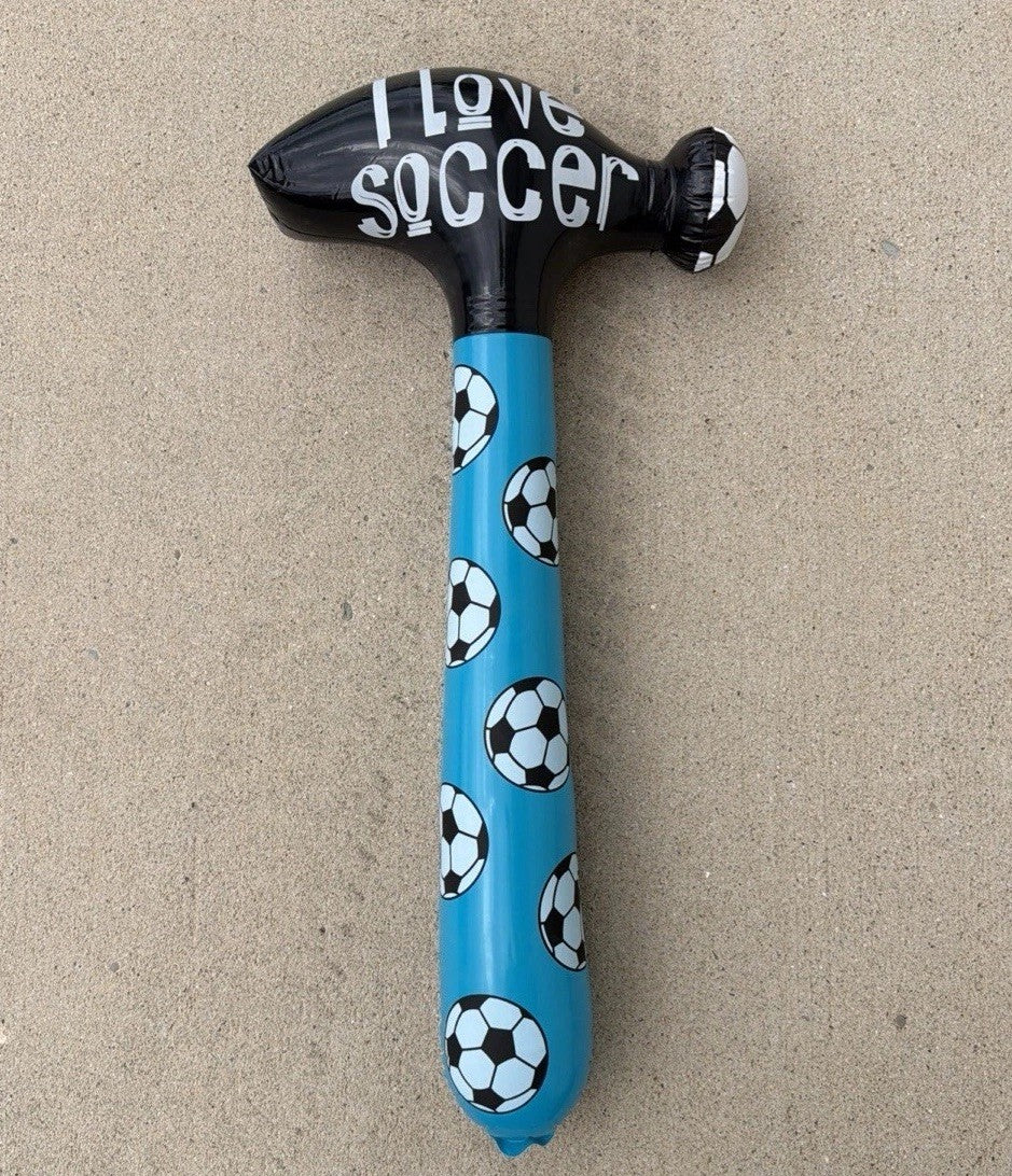 Inflatable Light Blue Soccer Hammer Squeaker Blow Up Toy 32"Novelty Party Favor