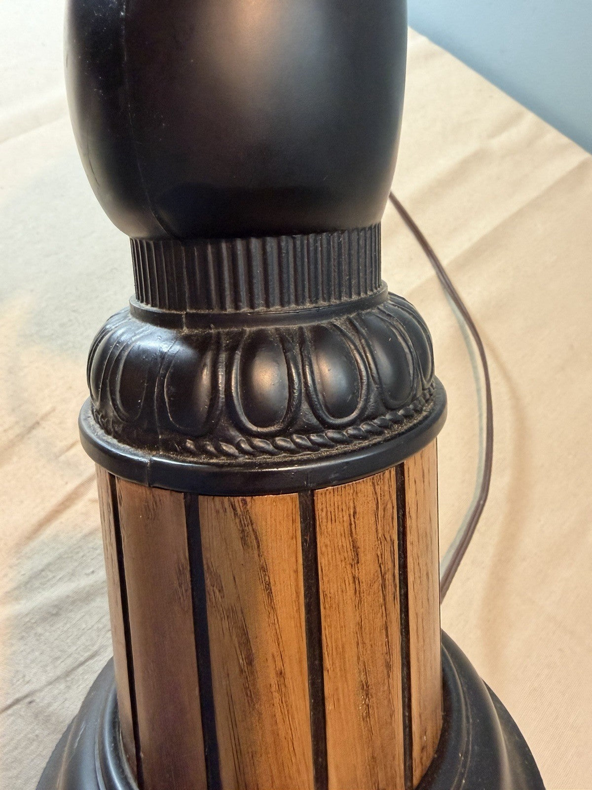 Vintage Horse Head Table Lamp Black Wood Grain Mid Century Figural Equestrian