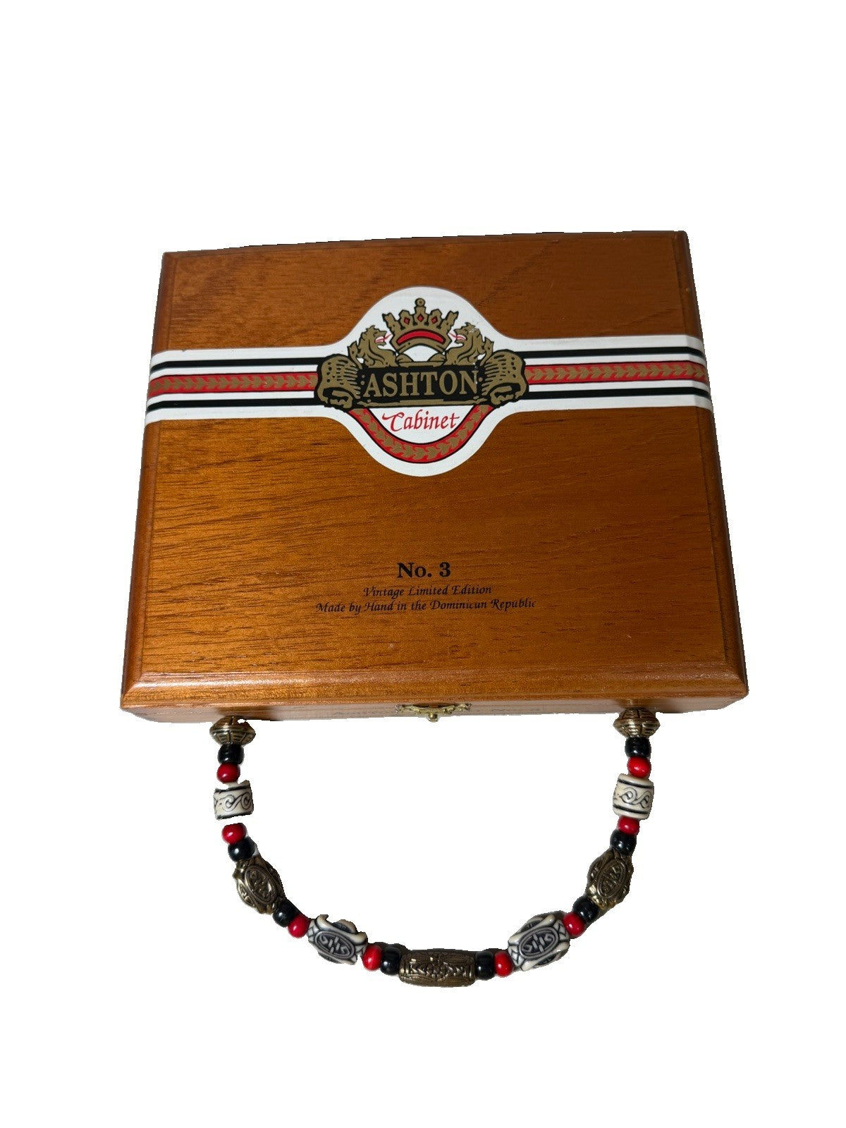 Ashton Cabinet No 3 Vintage Wood Cigar Box Purse Beaded Handle Limited Edition