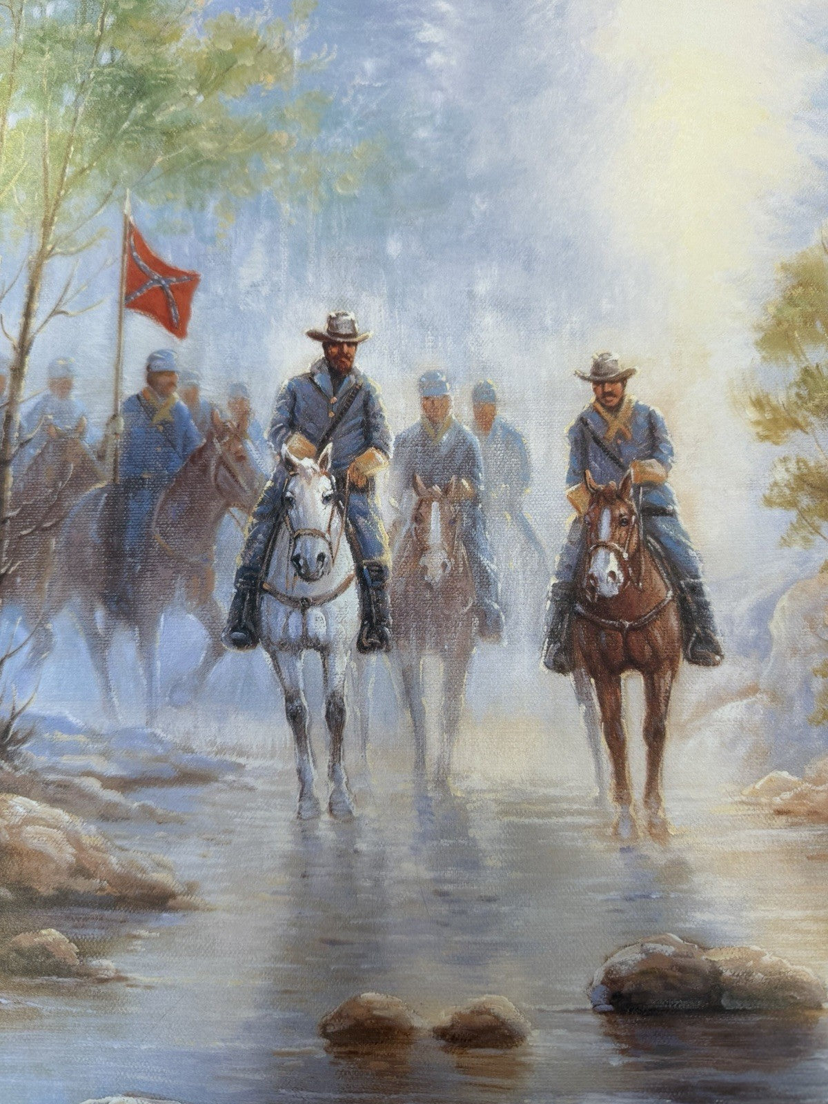 Vintage John Stanford Confederate Cavalry Stream Crossing Civil War Print 20x16