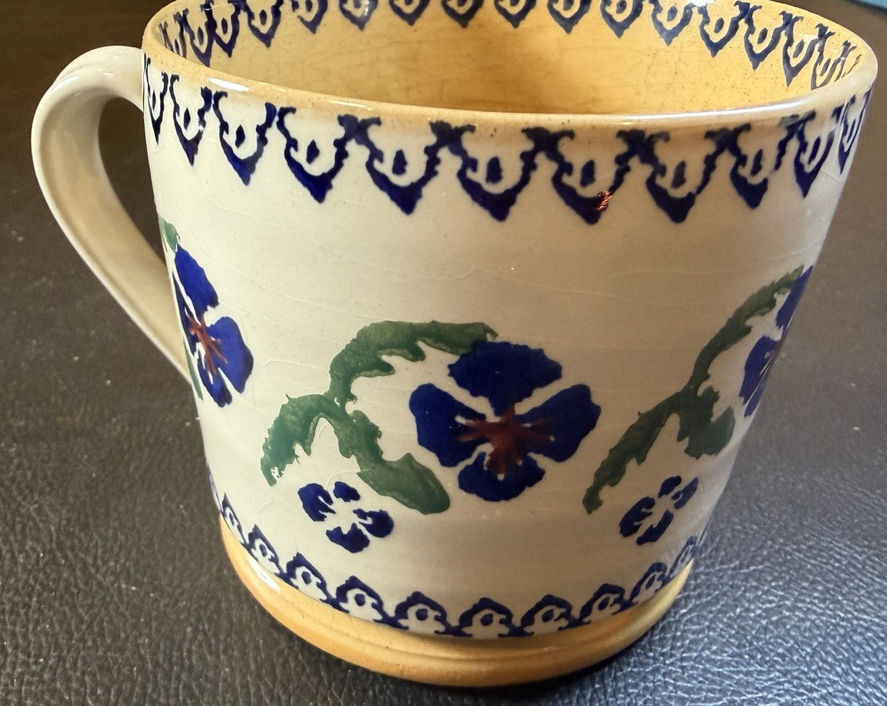 Vintage Nicholas Mosse Pottery Irish Stoneware Large Coffee Mug Floral Ireland
