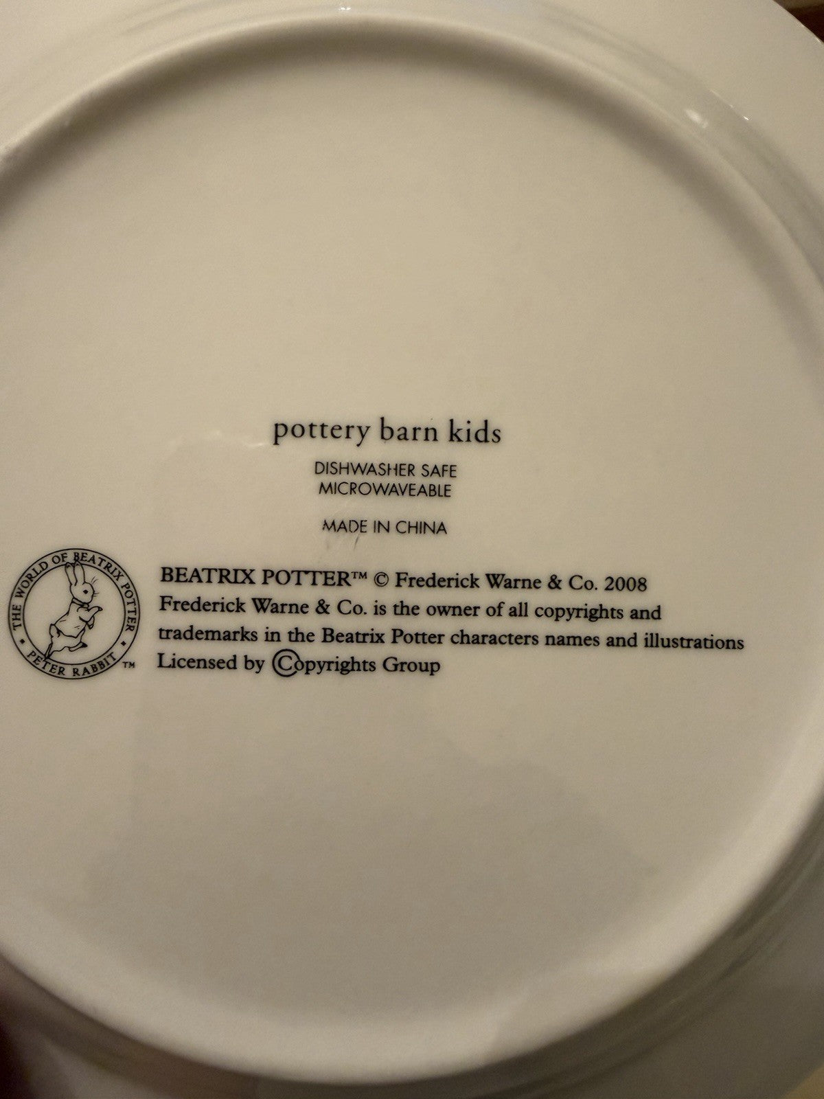 Pottery Barn Kids Peter Rabbit Beatrix Potter Plate Set of 4 Porcelain Dishes