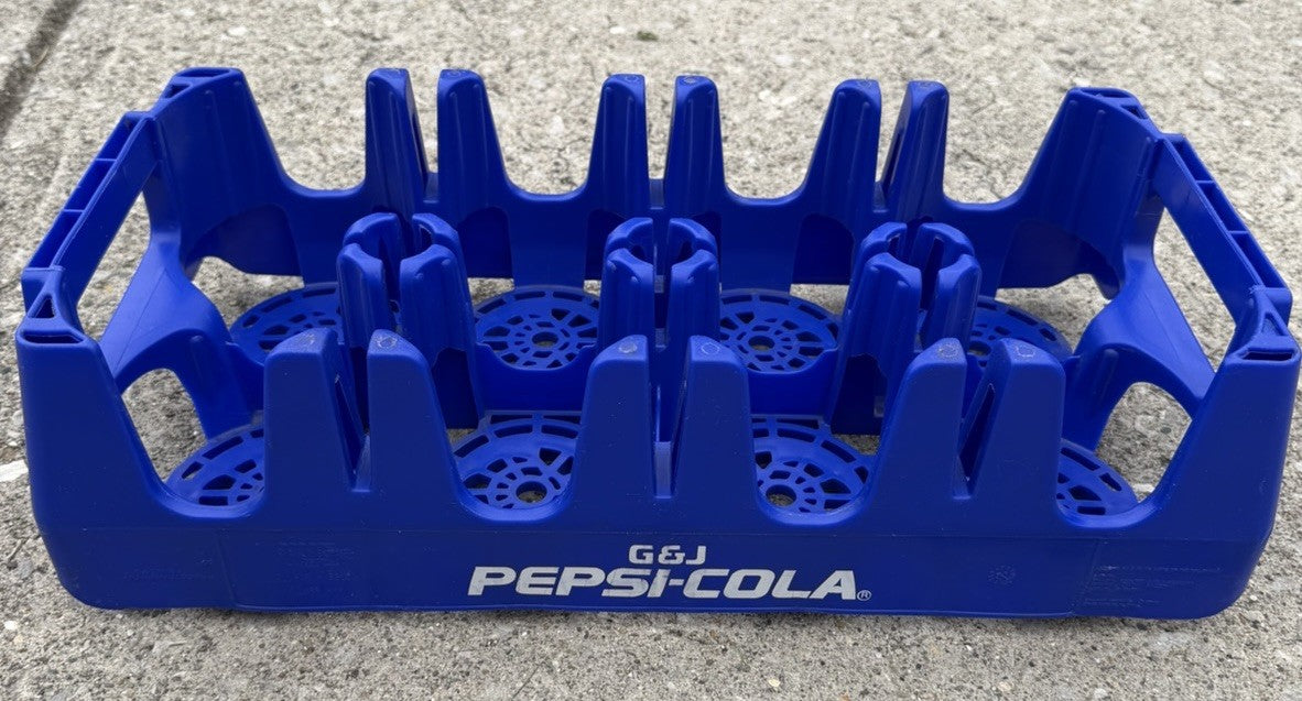 Vintage G&J Pepsi Cola Blue Plastic 2 Liter Soda Bottle Carrier Castle Crate