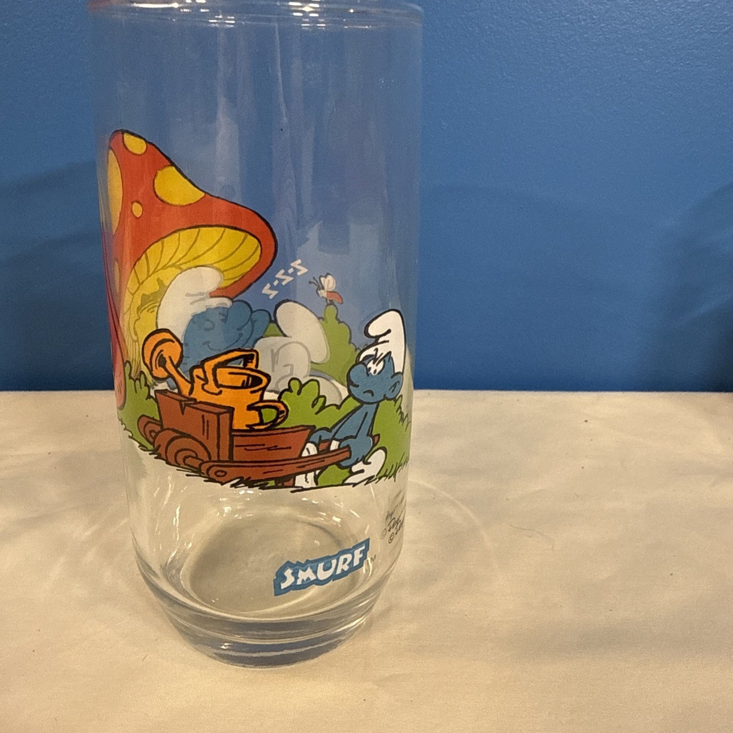 Vintage 1982 Smurfs Peyo Drinking Glasses Set of 5 Smurfette Papa Hefty Grouchy