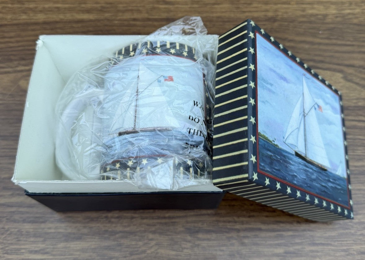 Lang Ellen Stouffer Set Sail Ceramic Mug Boxed Nautical Coffee Cup 2005 New