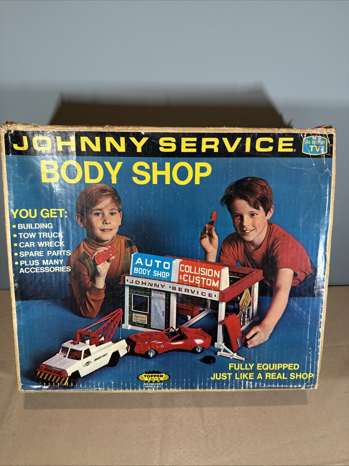 Vintage Topper Toys Johnny Service Gas Station Playset Car with Box Incomplete