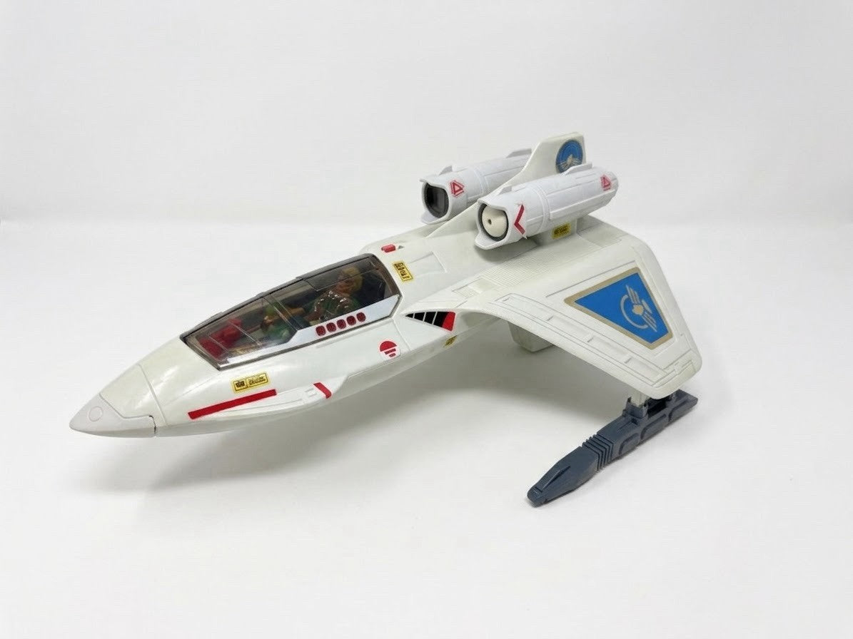Vintage 1987 Mattel Captain Power PowerJet XT-7 Vehicle Jet + Hawk Masterson Fig