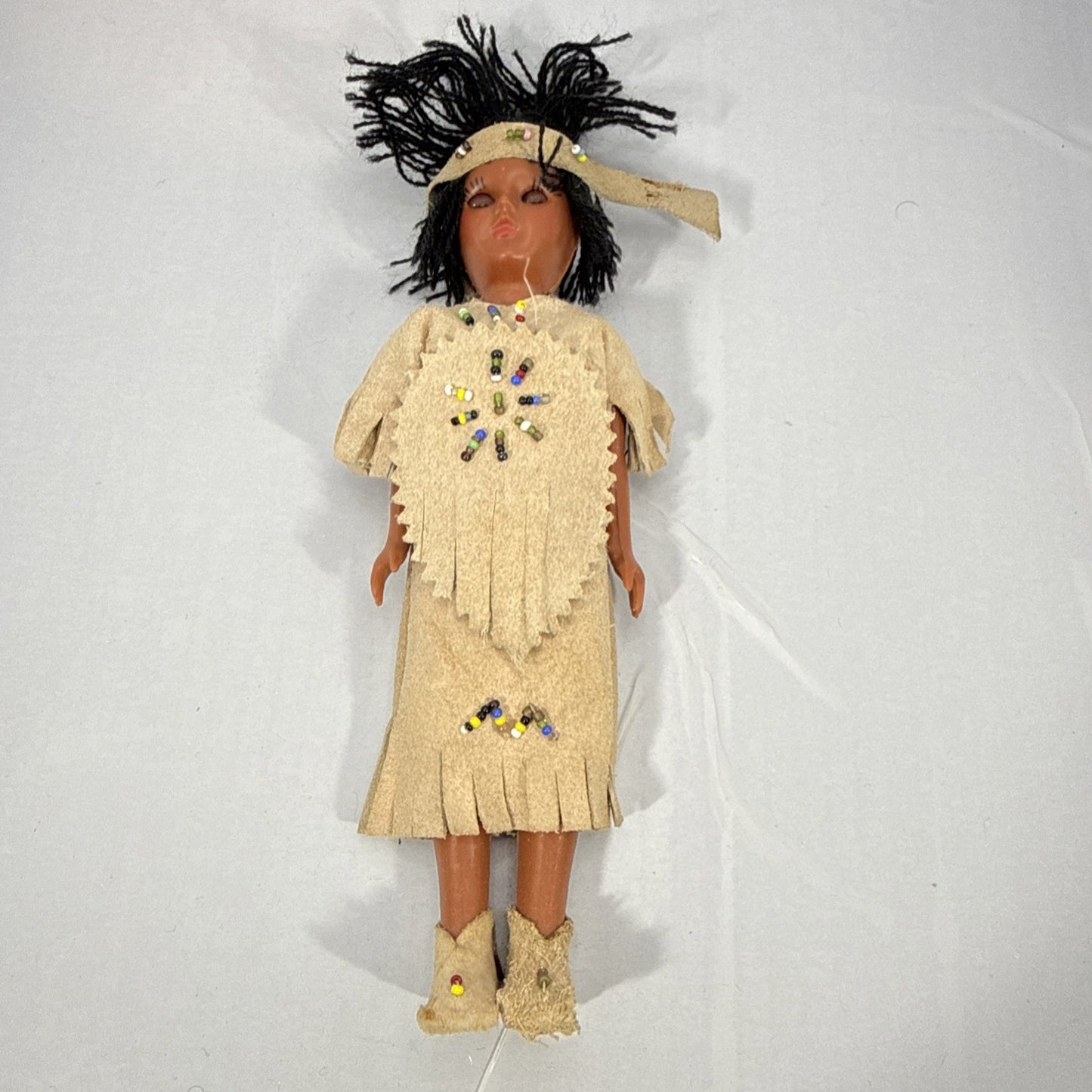 Vintage Native American Doll Papoose Baby Sleep Eyes Souvenir Doll