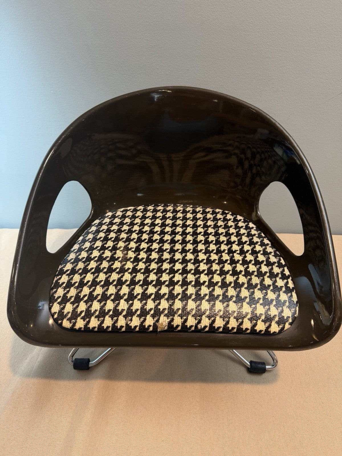 Vintage Cosco Doll Chair Miniature Plastic Houndstooth Mid Century Furniture MCM